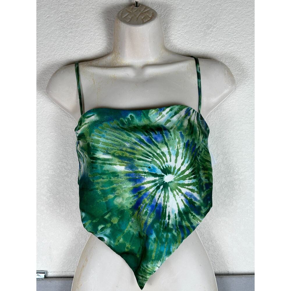 Tie Back Festival Spaghetti Strap Satin halter top Miss Sparkling Womens M